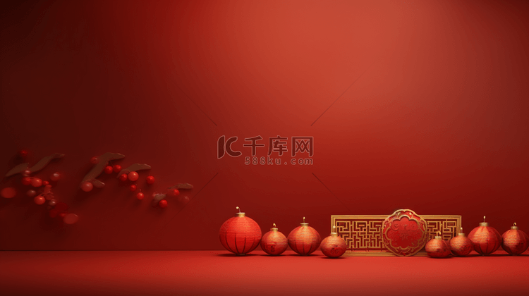 红色喜庆中国风古典背景2