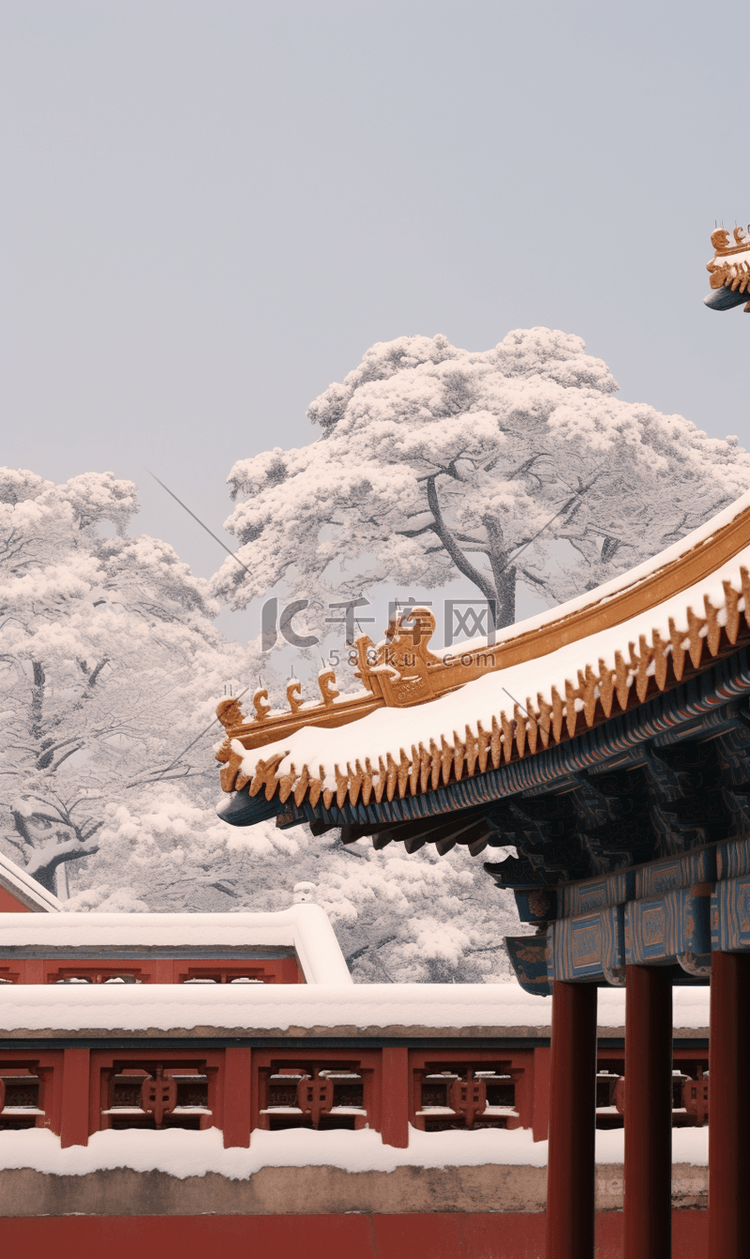 紫禁城冬季雪景唯美中国风