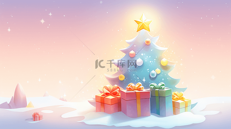卡通可爱圣诞节圣诞树背景