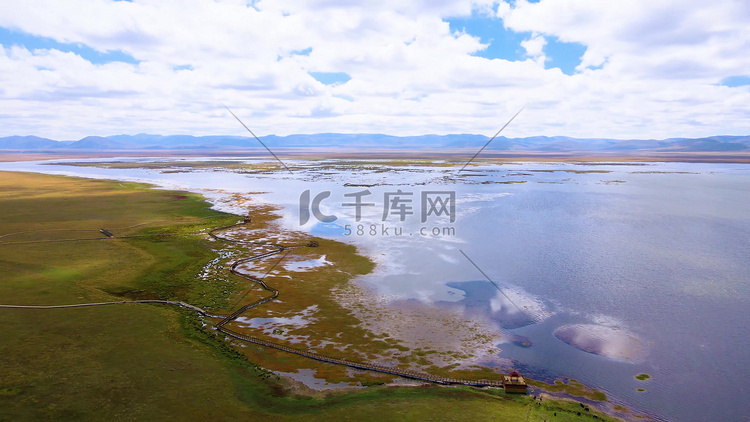 航拍甘肃尕海则岔自然保护区自然