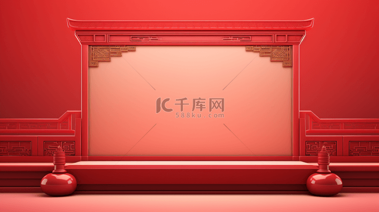 红色中国风古典简约创意背景1