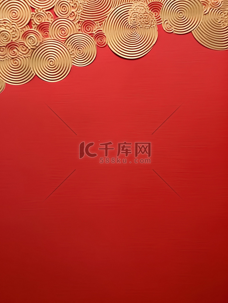 金箔剪纸红色中国喜庆背景19