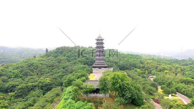 航拍园博园登高塔