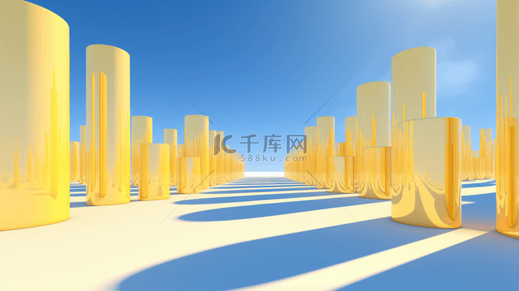 金黄色3D三维立体空间电商展台