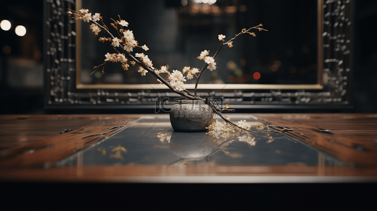 中国风古典花瓶插花装饰背景2