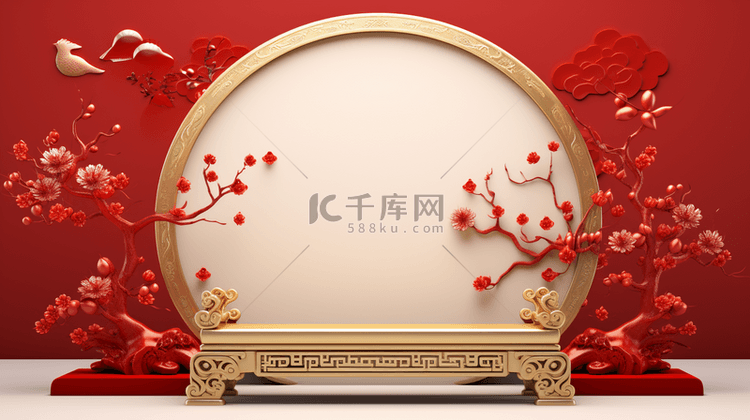 红色中国风古典喜庆创意背景14
