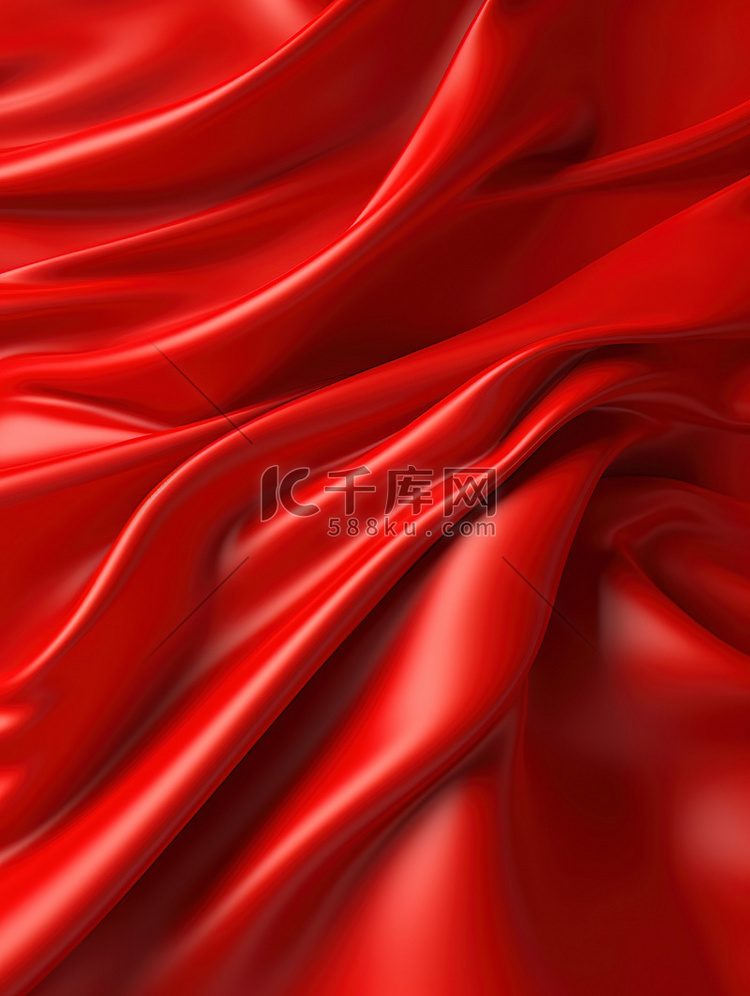 红色丝绸布褶皱背景13