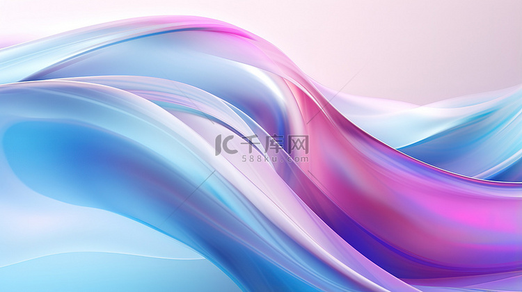 蓝色亮紫色波浪条纹抽象3