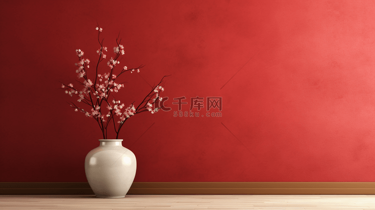 红色中国风喜庆花瓶装饰背景6