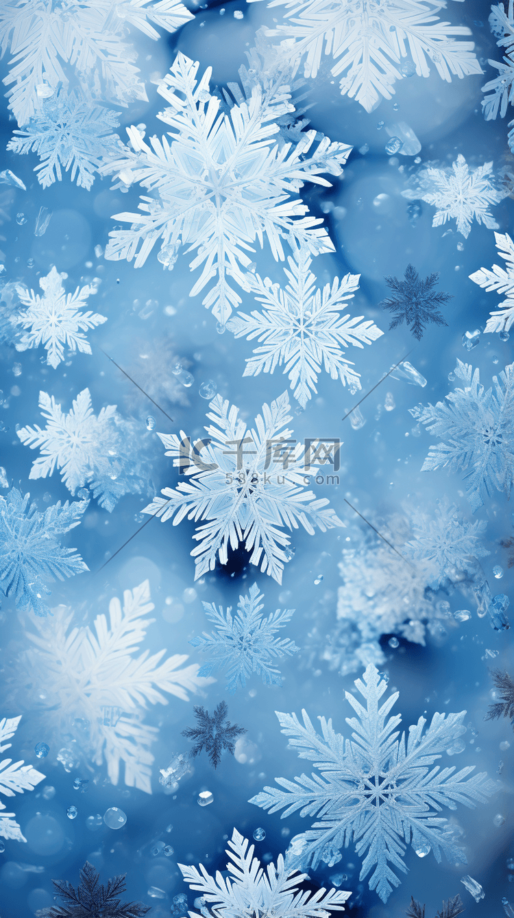蓝色冬天立冬小雪节气雪花底纹背