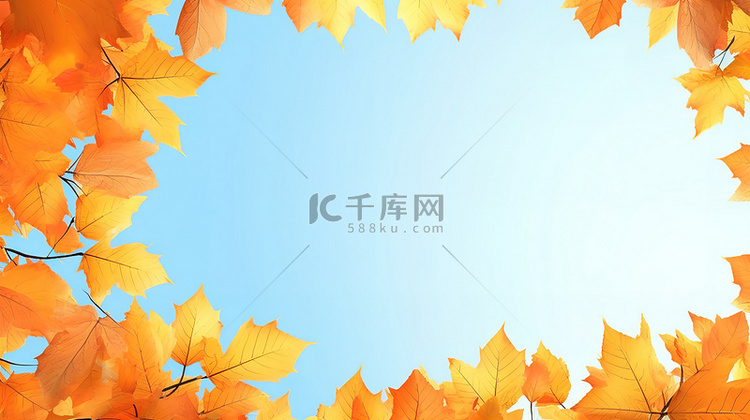 秋叶明亮的蓝天背景3