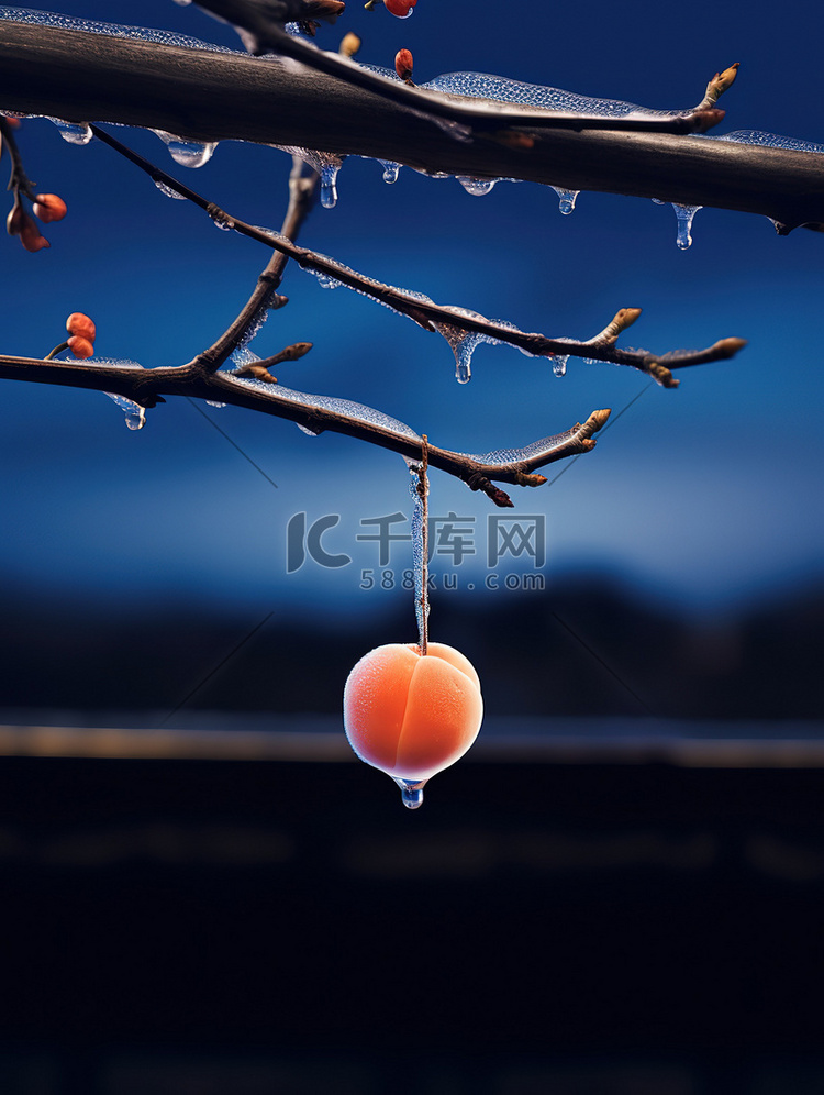 挂在树上的一个柿子霜降3
