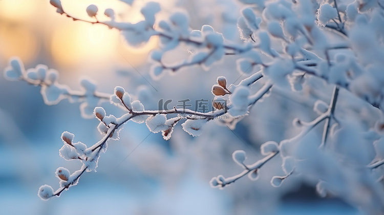 冬季白雪恺恺的森林景色背景4