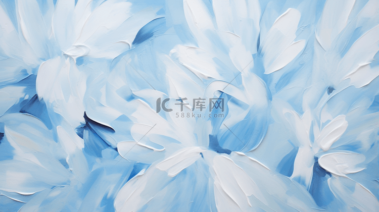 蓝色油画质感花朵纹理背景19