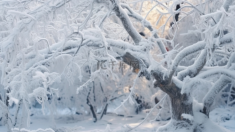 冬季白雪恺恺的森林景色背景8