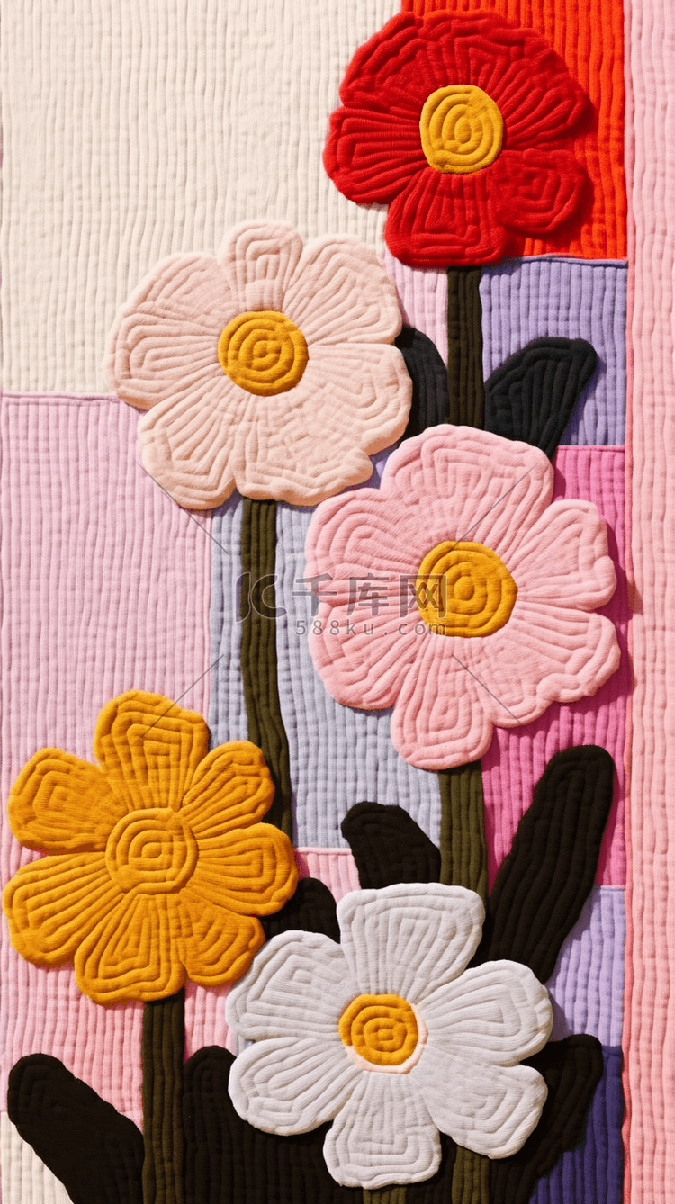毛线编织质感花朵图案底纹手机壁