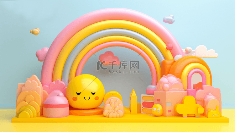 3D母婴用品彩虹气球电商产品展台