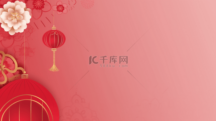 红色传统春节灯笼装饰简约背景6