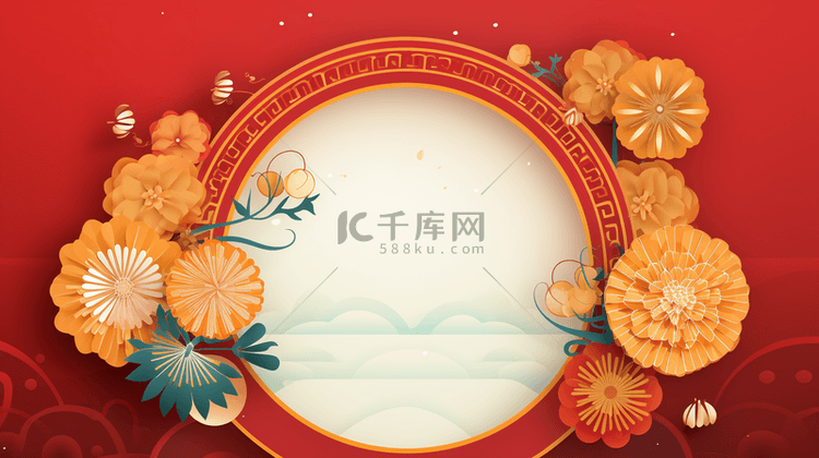 红色中国风春节传统古典背景23