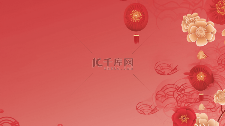 红色传统春节灯笼装饰简约背景3