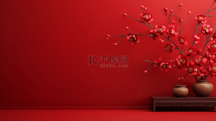 红色传统中国红古典简约装饰背景