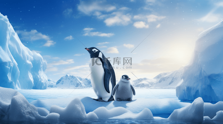 冬季南极企鹅动物背景2