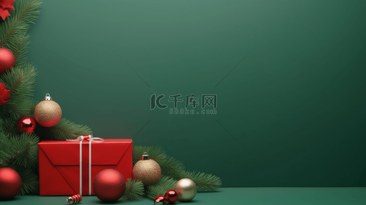 绿色圣诞节礼物创意背景8