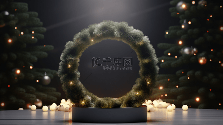 圣诞植物装饰圆环背景7