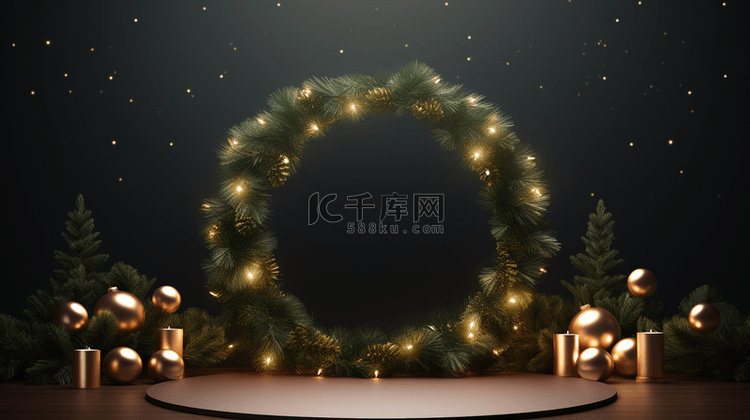 圣诞植物装饰圆环背景29