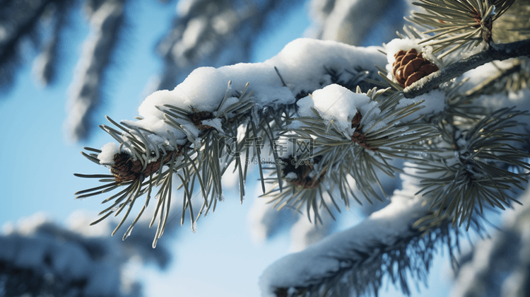 冬季松树雪景唯美背景1