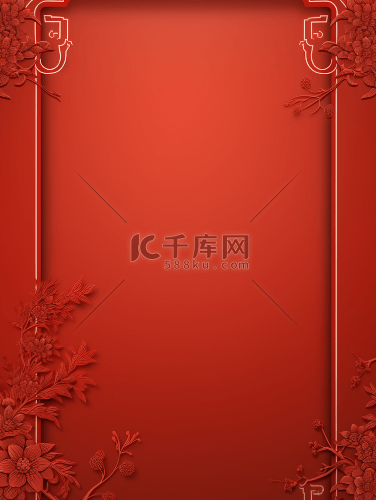 红色中国风古典春节背景28