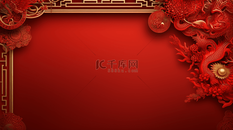 红色中国风古典春节背景9