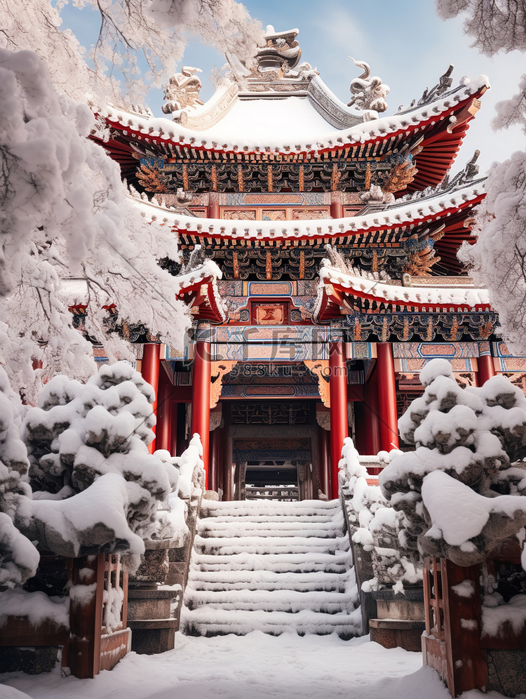 建筑宫殿宏伟冬天雪景1
