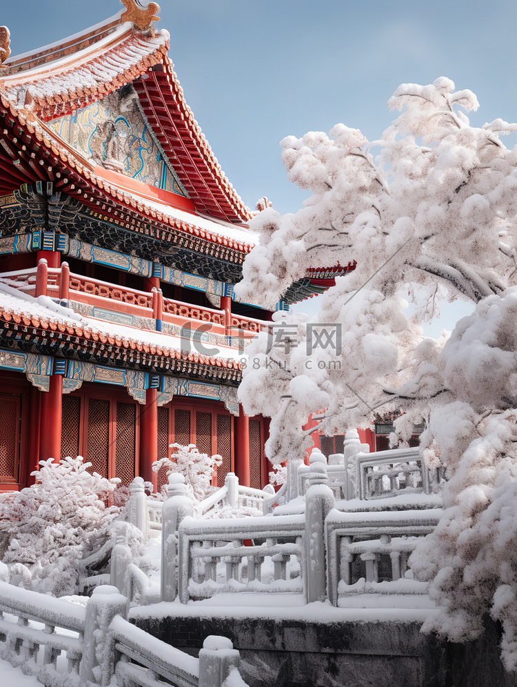 建筑宫殿宏伟冬天雪景19