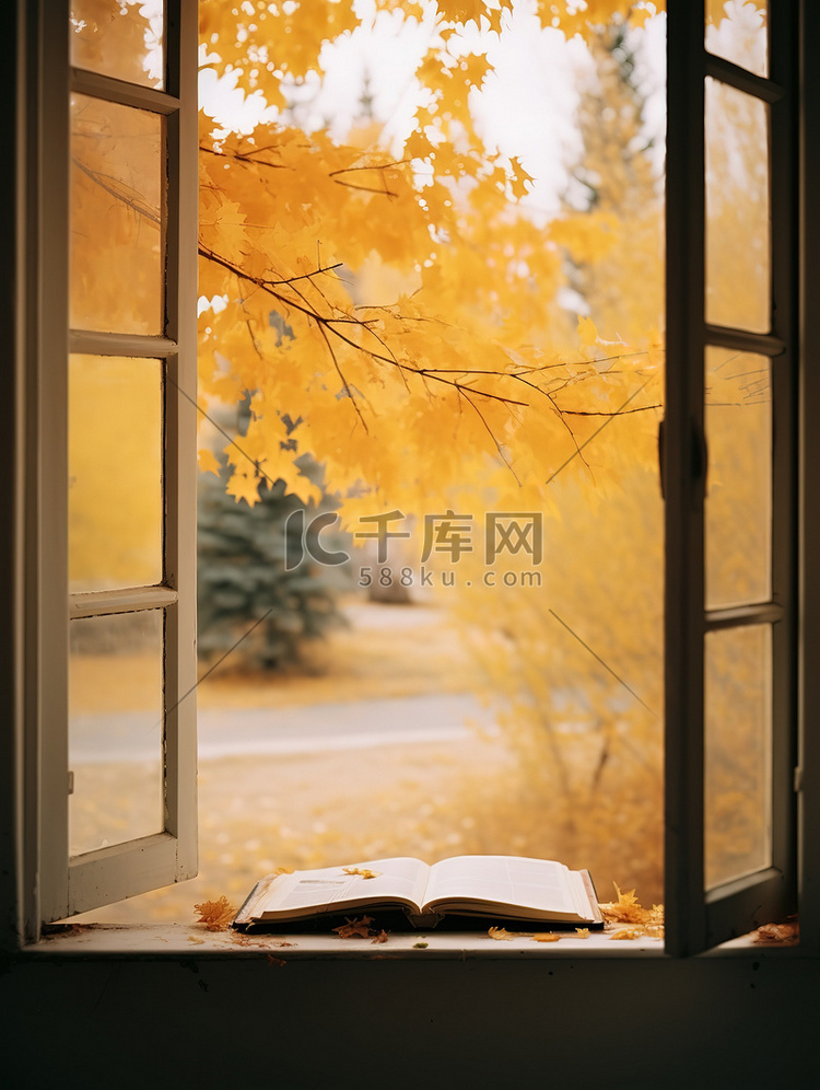 透过窗户秋天的树木7