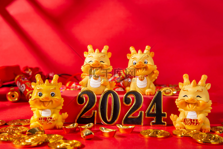 新年春节2024红色背景放置摄