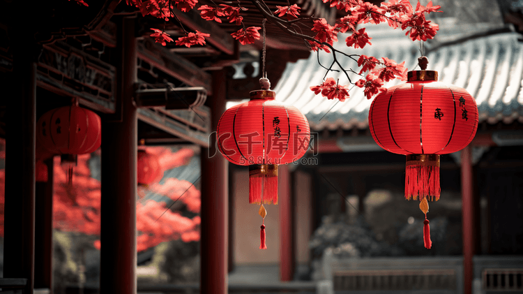 中国年装饰的红灯笼