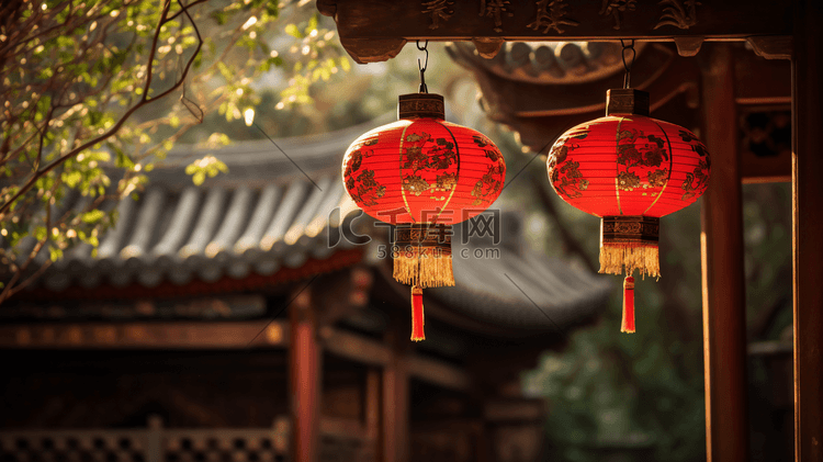 中国年装饰的红灯笼
