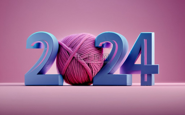 简约2024年新年数字2024背景16