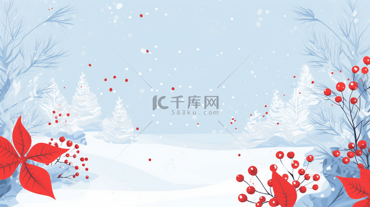 冬季装饰红果雪景背景16