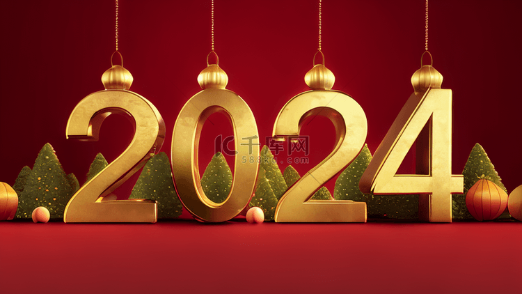 2024年新年数字2024场景背景