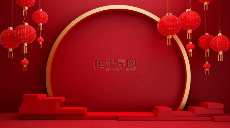 中国风新年灯笼喜庆花纹新年通用