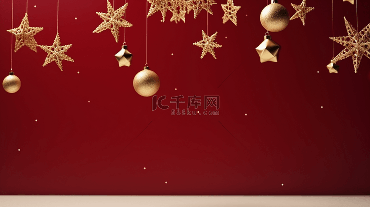 圣诞吊球装饰红色简约背景3