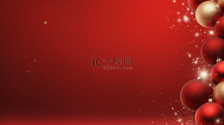 圣诞吊球装饰红色简约背景12