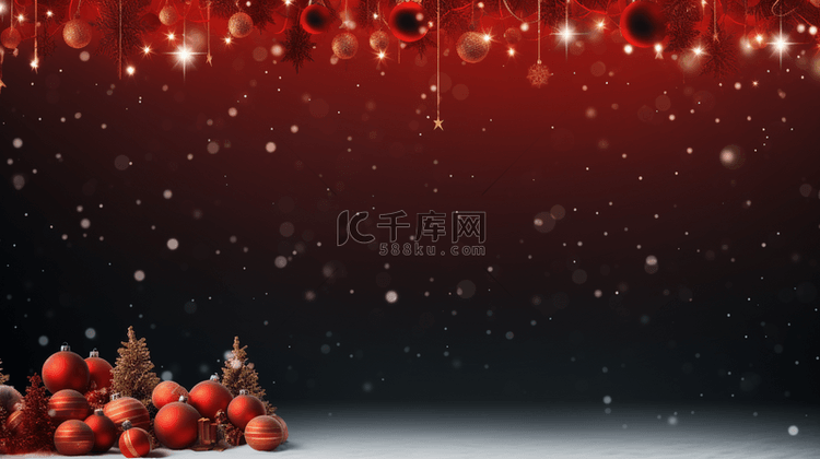 圣诞吊球装饰红色简约背景1