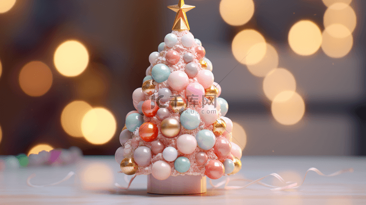 彩色吊球装饰圣诞树背景19