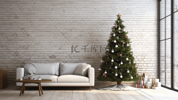 圣诞节客厅装饰的圣诞树