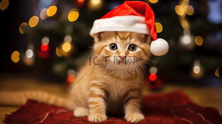圣诞节装扮的猫咪