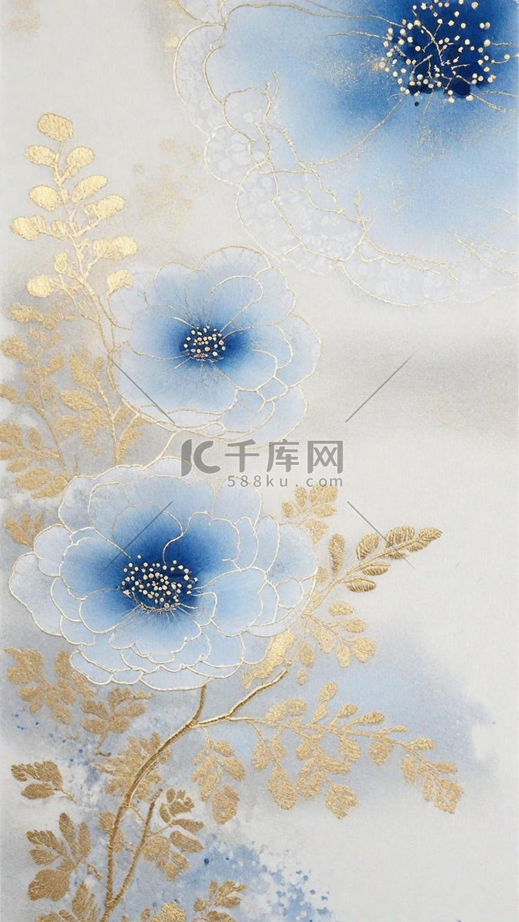 传统中国风中式花鸟刺绣纹理背景