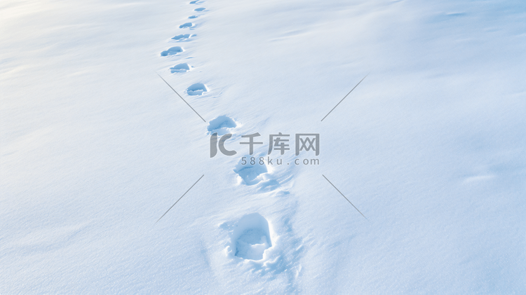雪地中的脚印摄影